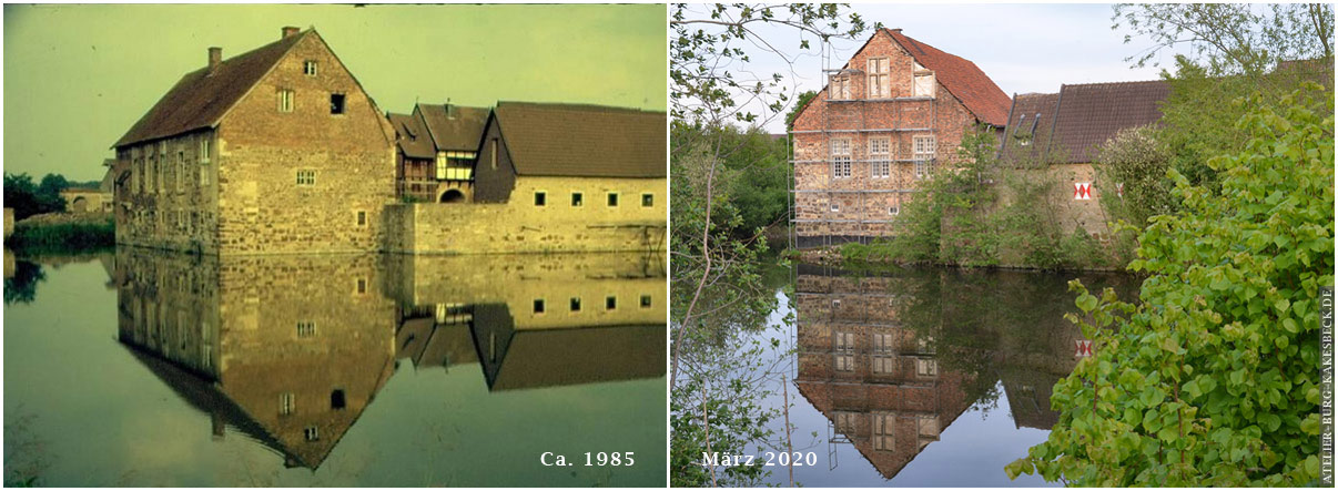 Burg Kakesbeck von Sueden Damals und Heute